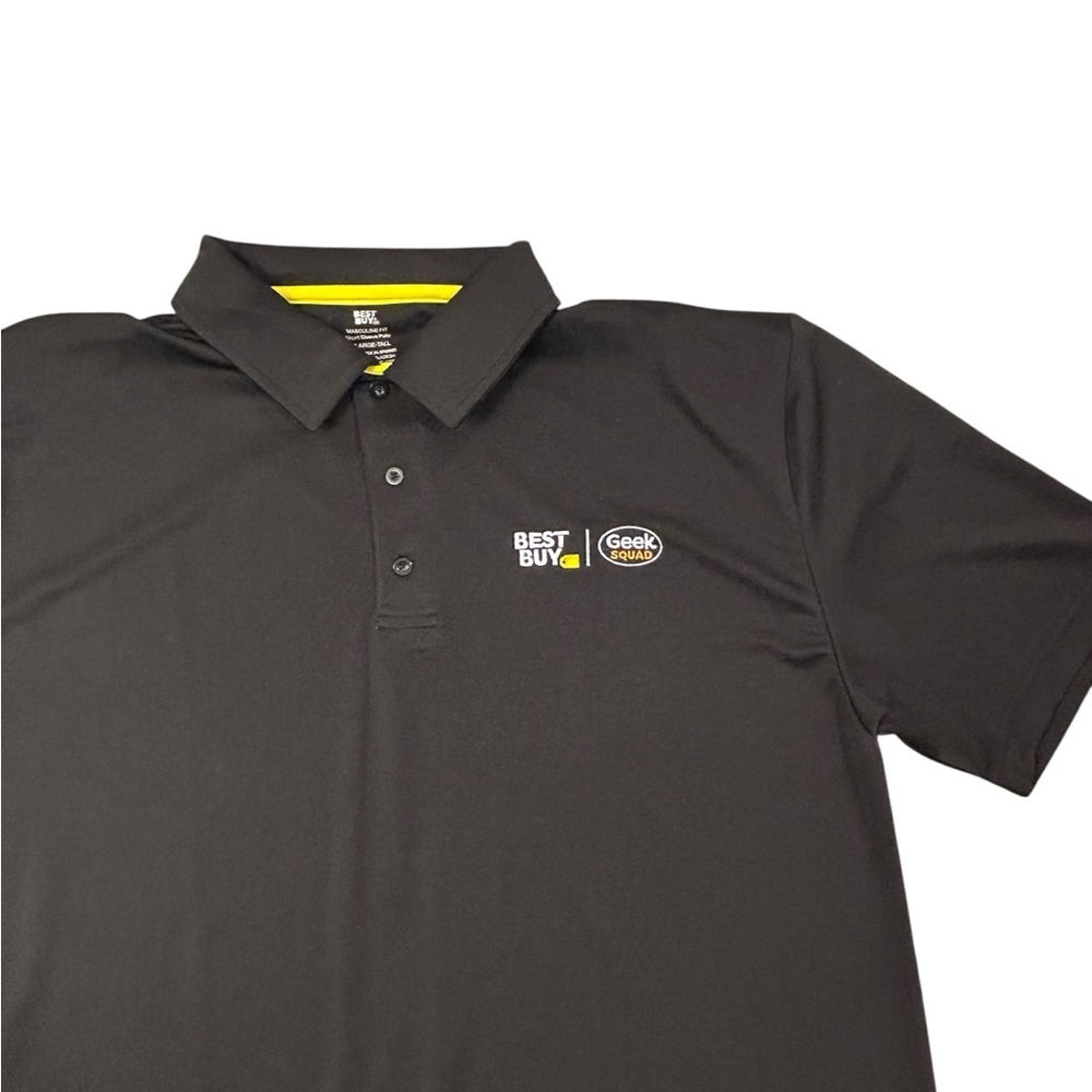 Best Buy Geek Squad Black Polo‎ Stretch Shirt for Men 2XLT Work Pop Culture